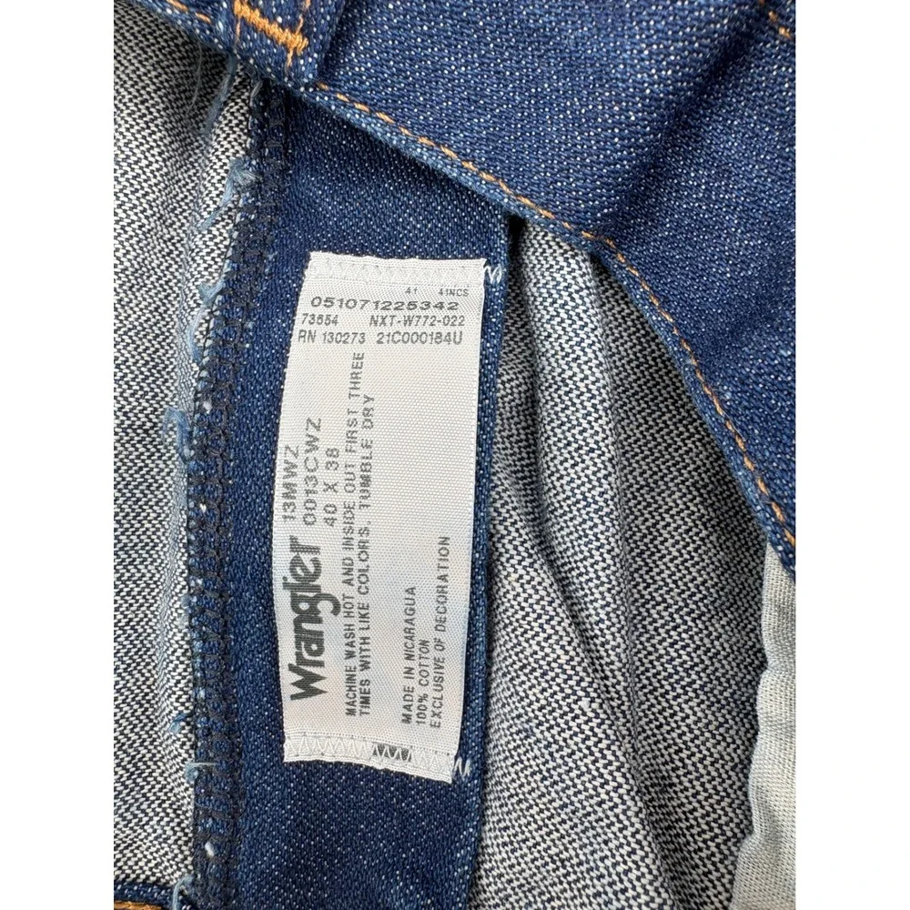 Wrangler 13MWZ Cowboy Cut Jeans Mens 40x38 Indigo Blue High Rise Stacked Western